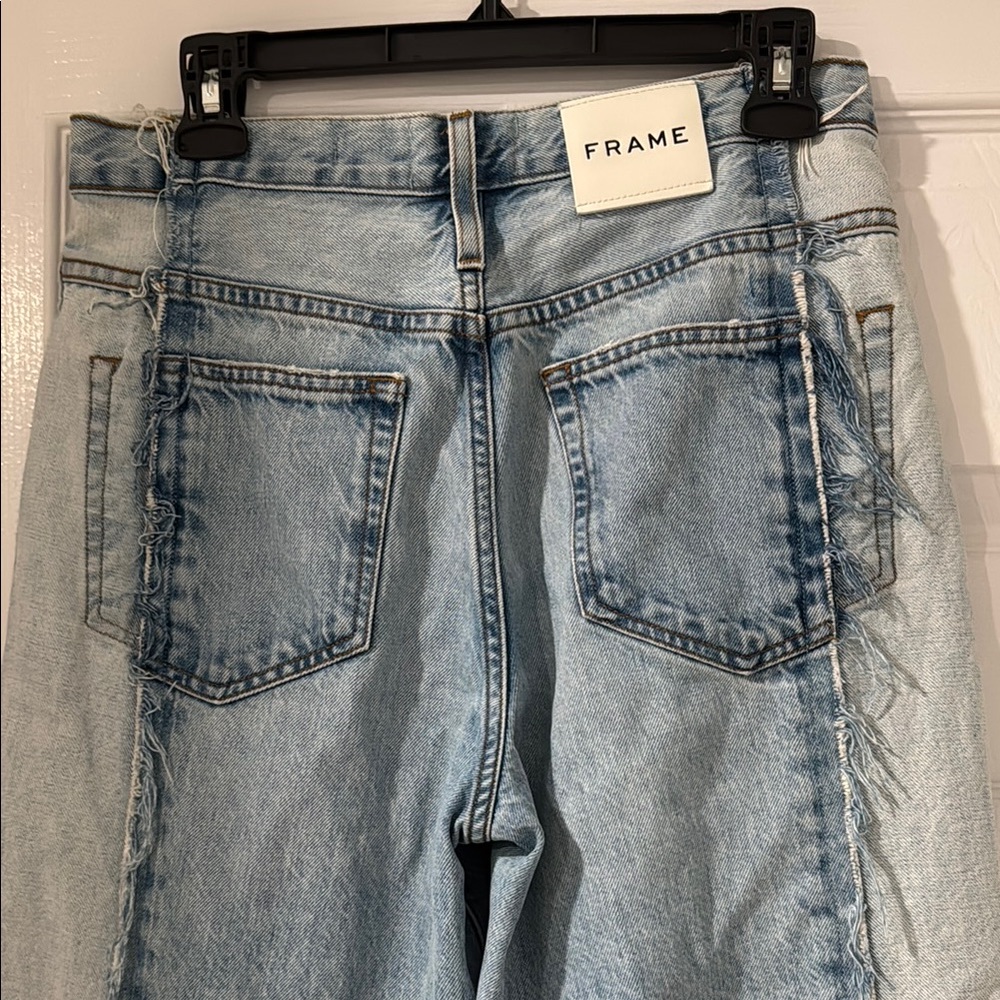 Frame Denim High Rise Blue Jeans with Subtle Distressing - Picture 5 of 10